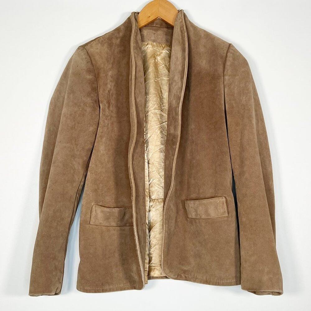 Vintage 70's Gary Gordon Outerwear Tan Suede Leather Jacket Coat Womens XS